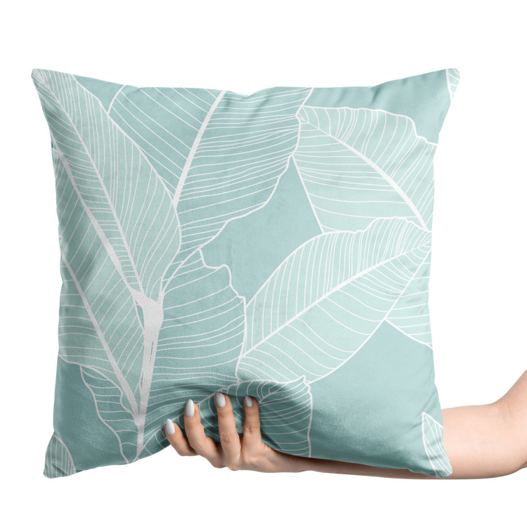 Decorative Velor Pillow Ficus refreshment - a botanical glamour composition with white pattern 147042 additionalImage 4