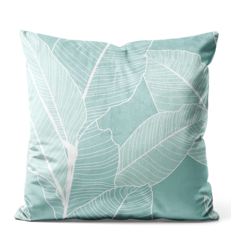 Decorative Velor Pillow Ficus refreshment - a botanical glamour composition with white pattern 147042