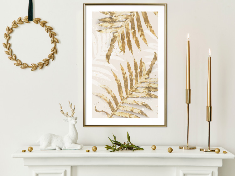 Poster Golden Elegant Leaves - Plants With a Festive Atmosphere 148042 additionalImage 15
