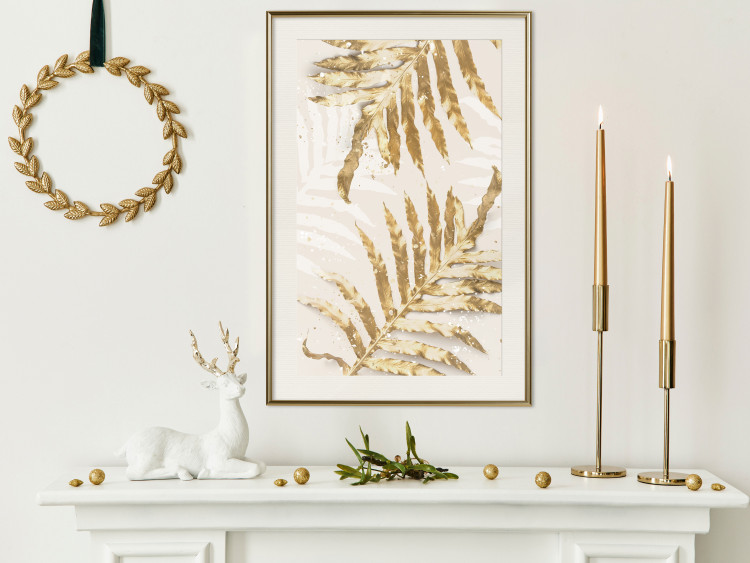 Poster Golden Elegant Leaves - Plants With a Festive Atmosphere 148042 additionalImage 24