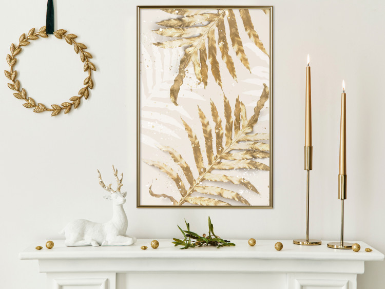 Poster Golden Elegant Leaves - Plants With a Festive Atmosphere 148042 additionalImage 25