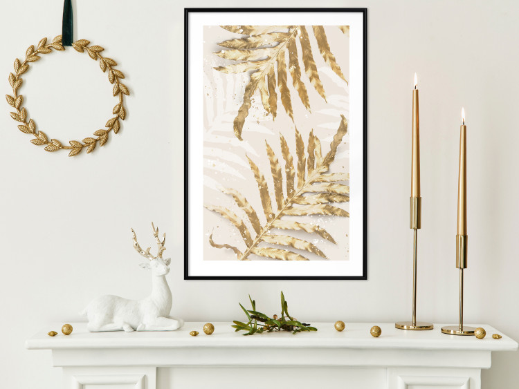 Poster Golden Elegant Leaves - Plants With a Festive Atmosphere 148042 additionalImage 20