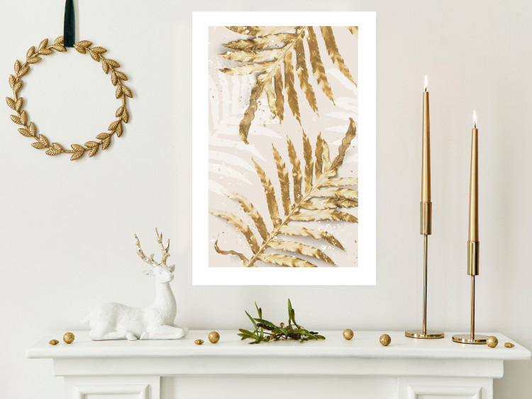Poster Golden Elegant Leaves - Plants With a Festive Atmosphere 148042 additionalImage 9