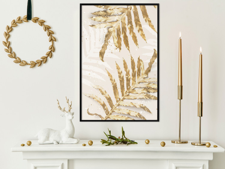 Poster Golden Elegant Leaves - Plants With a Festive Atmosphere 148042 additionalImage 19