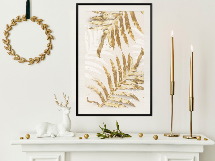 Poster Golden Elegant Leaves - Plants With a Festive Atmosphere 148042 additionalImage 27