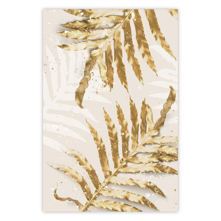 Poster Golden Elegant Leaves - Plants With a Festive Atmosphere 148042