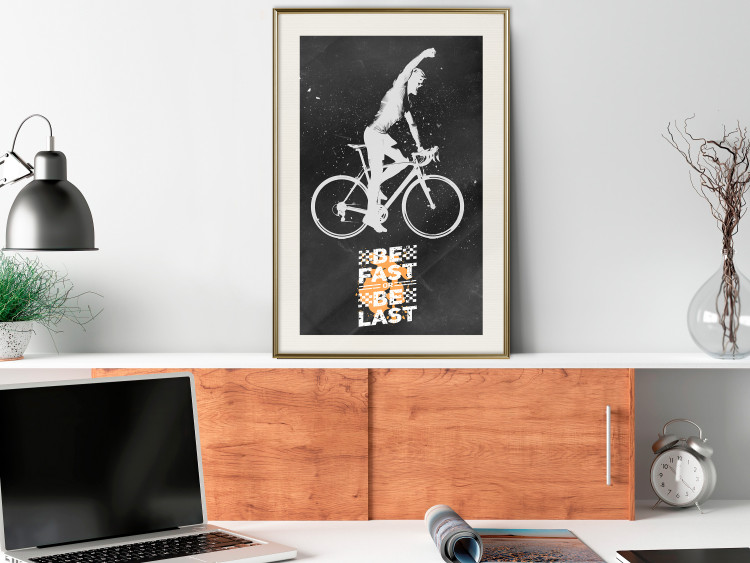 Wall Poster Triumphant Cyclist - Boy on a Bicycle and a Motivational Slogan 148942 additionalImage 24