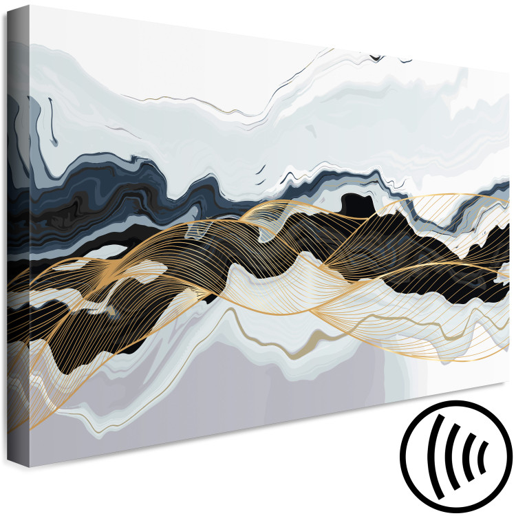 Canvas Color Waves - Modern Abstraction in Gray and Navy Blue Colors 149742 additionalImage 6