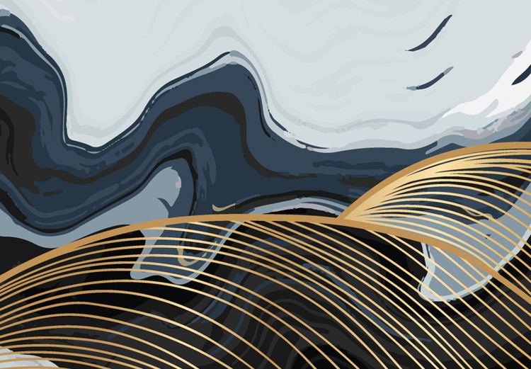 Canvas Color Waves - Modern Abstraction in Gray and Navy Blue Colors 149742 additionalImage 4