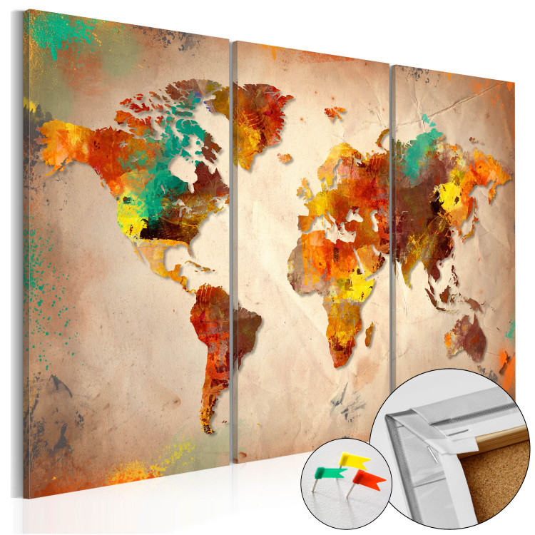 Decorative Pinboard Painted World [Cork Map] 92142