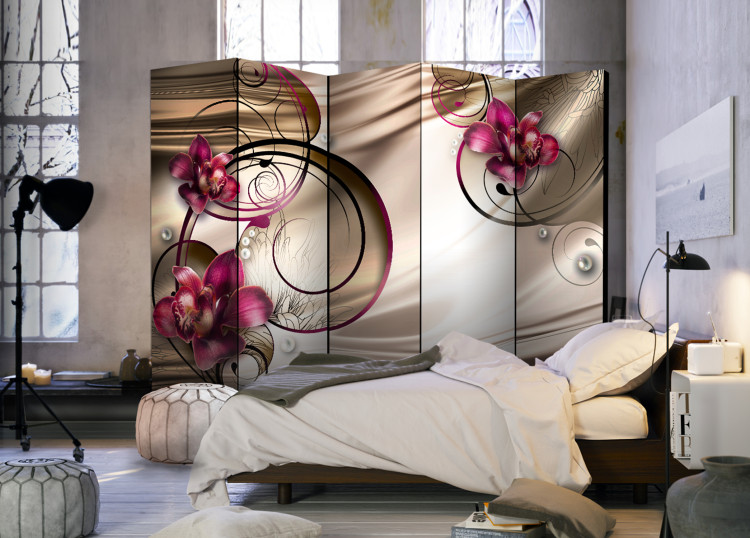 Room Divider Screen Sweet Sensations II - orchid flowers against abstract ornaments 95242 additionalImage 2