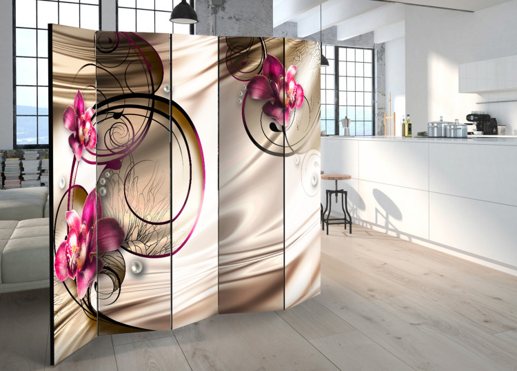 Room Divider Screen Sweet Sensations II - orchid flowers against abstract ornaments 95242 additionalImage 4