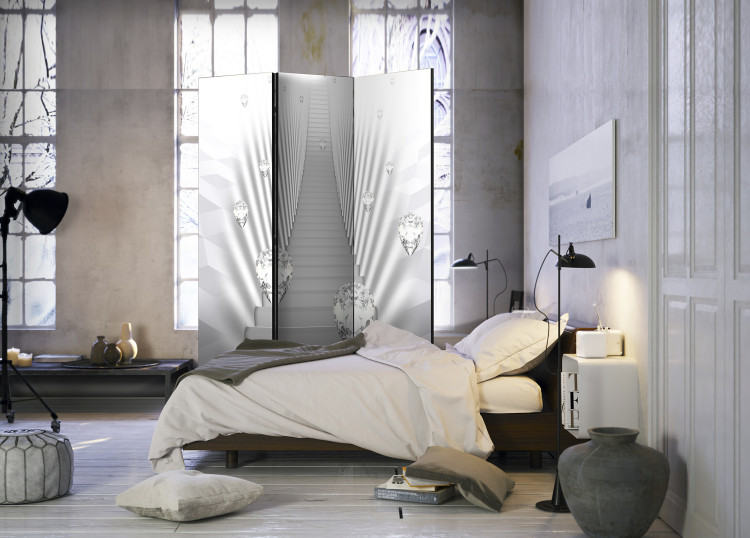 Room Divider Screen Mneme - white space with abstract architecture and diamonds 95342 additionalImage 2