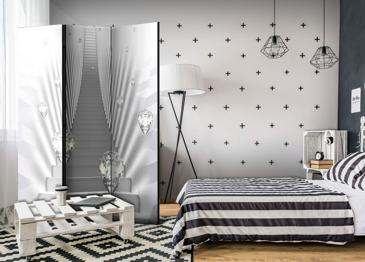 Room Divider Screen Mneme - white space with abstract architecture and diamonds 95342 additionalImage 4