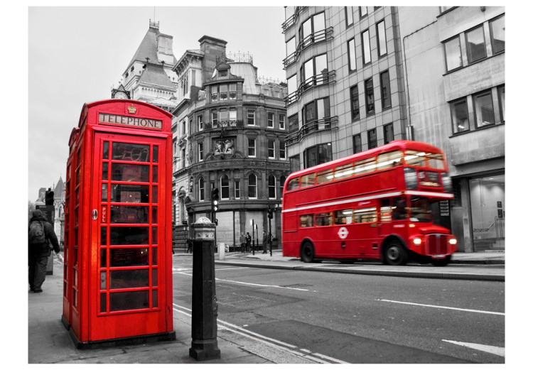 Photo Wallpaper Red bus and phone box in London 97042 additionalImage 1