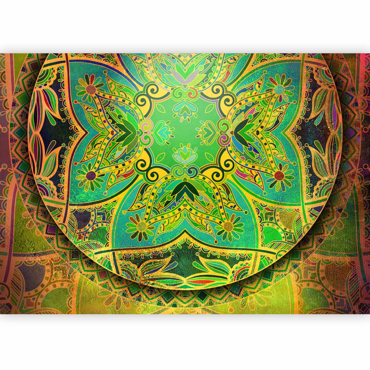 Wall Mural Mandala - regular oriental motif with green pattern and gold elements 98042 additionalImage 1
