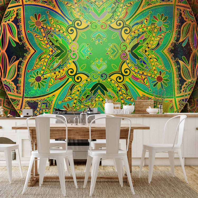 Wall Mural Mandala - regular oriental motif with green pattern and gold elements 98042 additionalImage 6