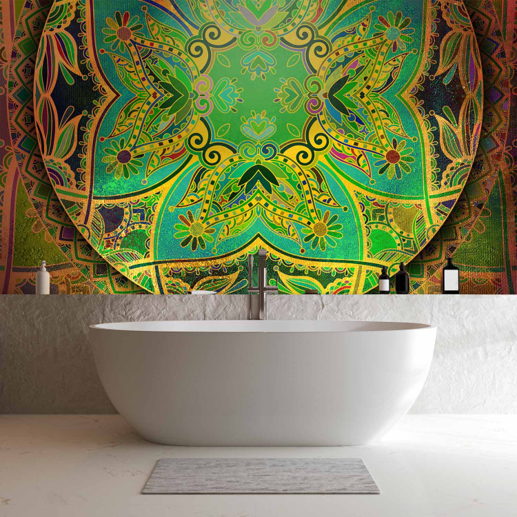 Wall Mural Mandala - regular oriental motif with green pattern and gold elements 98042 additionalImage 8