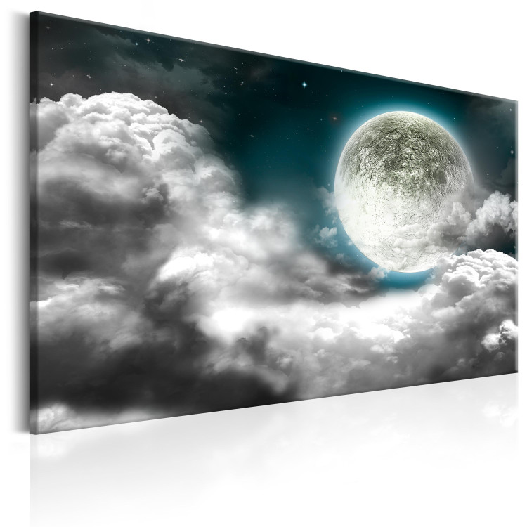 Canvas Art Print Silver Globe (1-piece) - Thick Clouds and Moonlit Sky 106752 additionalImage 2