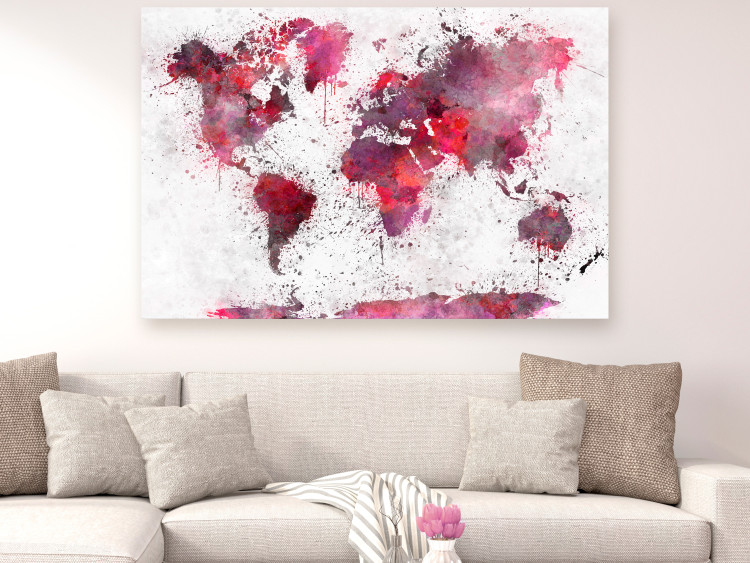 Canvas Art Print World Map: Red Watercolors (1 Part) Wide 107552 additionalImage 3