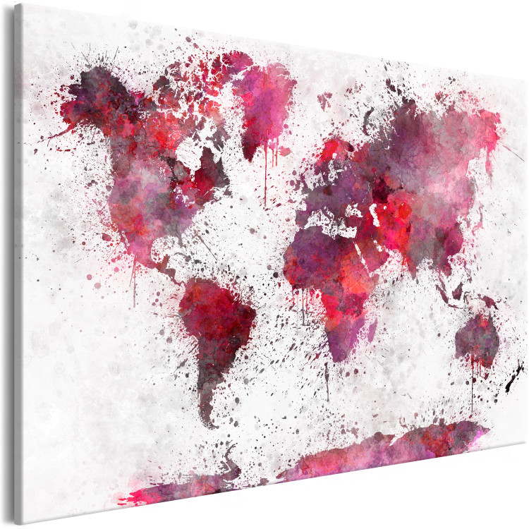 Canvas Art Print World Map: Red Watercolors (1 Part) Wide 107552 additionalImage 2