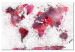 Canvas Art Print World Map: Red Watercolors (1 Part) Wide 107552