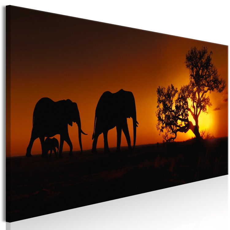 Canvas Print Elephant Family (Orange) 108152 additionalImage 2