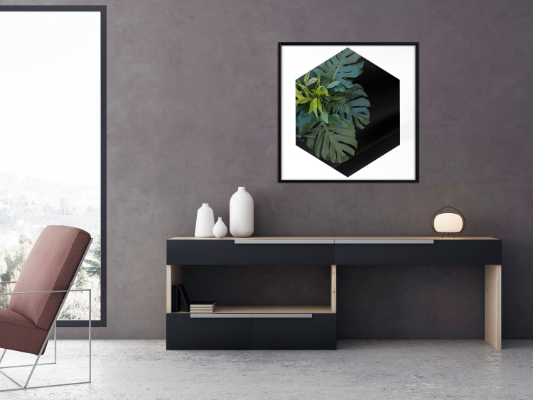 Wall Poster Plant hexagon (square) - geometric abstraction with leaves 114352 additionalImage 3