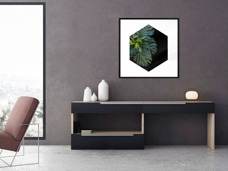 Wall Poster Plant hexagon (square) - geometric abstraction with leaves 114352 additionalImage 4