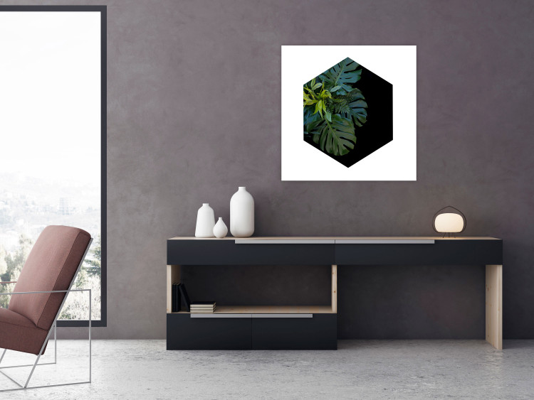 Wall Poster Plant hexagon (square) - geometric abstraction with leaves 114352 additionalImage 2