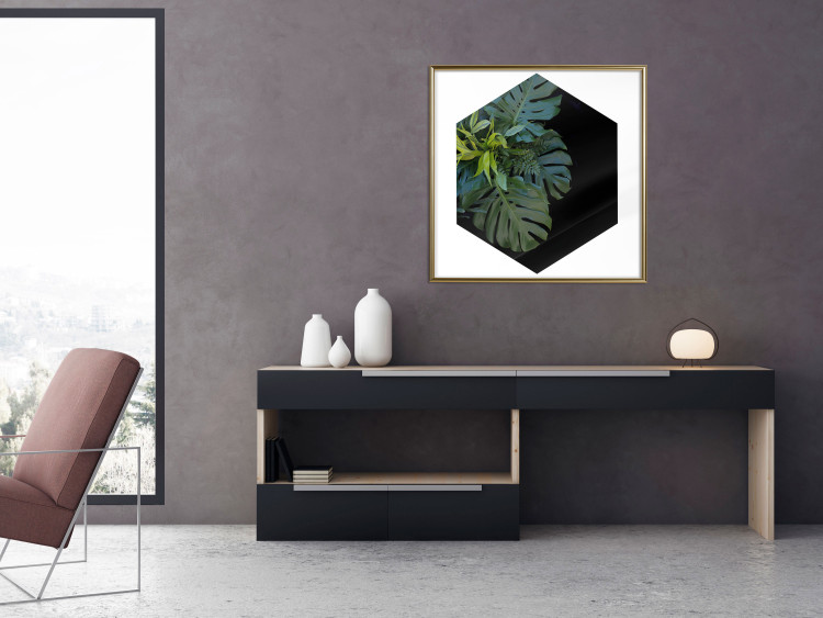 Wall Poster Plant hexagon (square) - geometric abstraction with leaves 114352 additionalImage 5