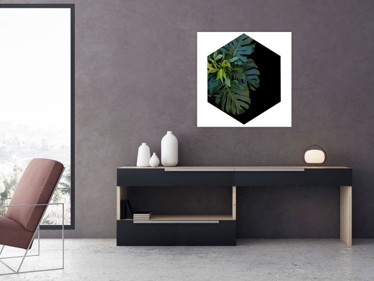 Wall Poster Plant hexagon (square) - geometric abstraction with leaves 114352 additionalImage 17