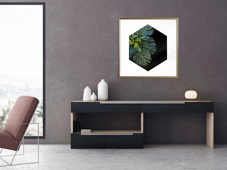 Wall Poster Plant hexagon (square) - geometric abstraction with leaves 114352 additionalImage 13