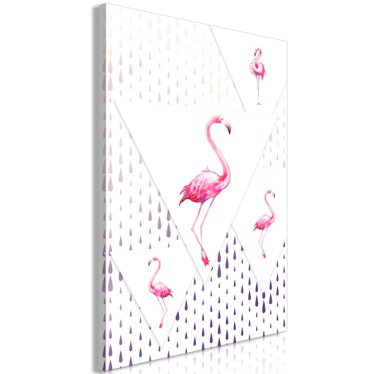 Canvas Print Proud Flamingos (1-part) - Birds in Geometric World of Triangles 115252 additionalImage 2
