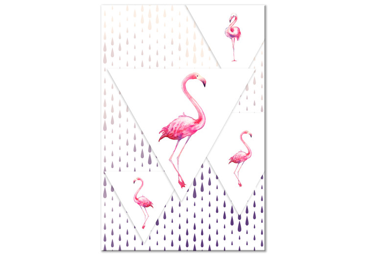 Canvas Print Proud Flamingos (1-part) - Birds in Geometric World of Triangles 115252
