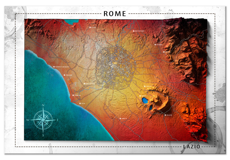 Canvas Print Hipsometric Rome - a map representing the relief of the surface 118552