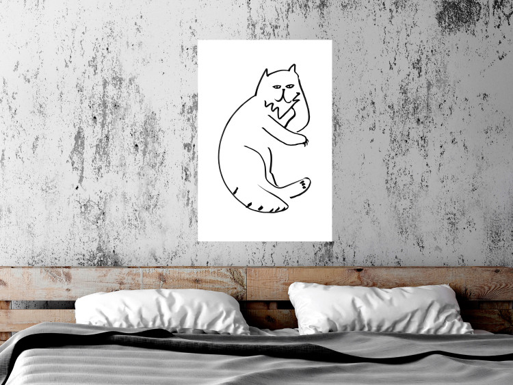 Wall Poster Cat's Relaxation - black and white simple composition with animal line art 119252 additionalImage 4