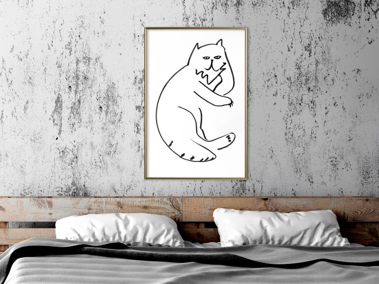 Wall Poster Cat's Relaxation - black and white simple composition with animal line art 119252 additionalImage 7