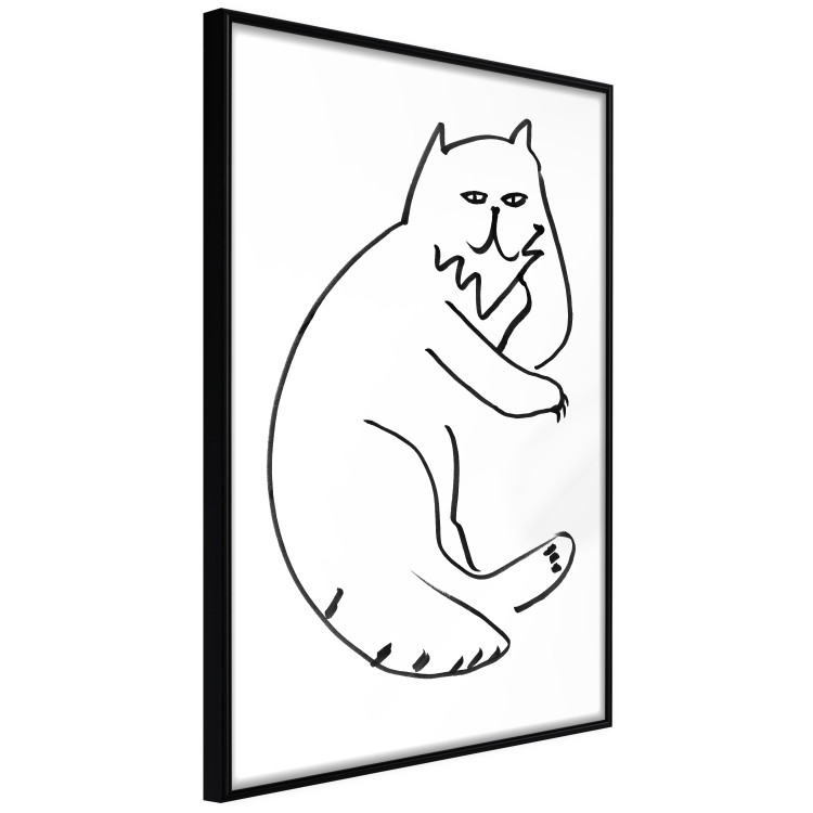 Wall Poster Cat's Relaxation - black and white simple composition with animal line art 119252 additionalImage 12
