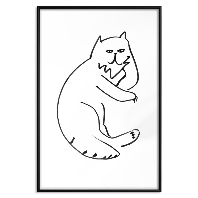Wall Poster Cat's Relaxation - black and white simple composition with animal line art 119252 additionalImage 17