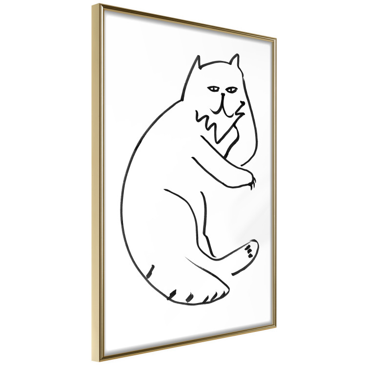 Wall Poster Cat's Relaxation - black and white simple composition with animal line art 119252 additionalImage 14