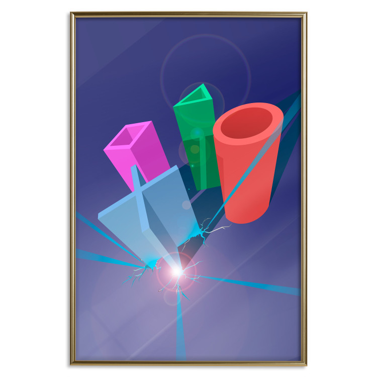 Poster Shall We Play? - colorful geometric figures from a console on a blue background 122652 additionalImage 16