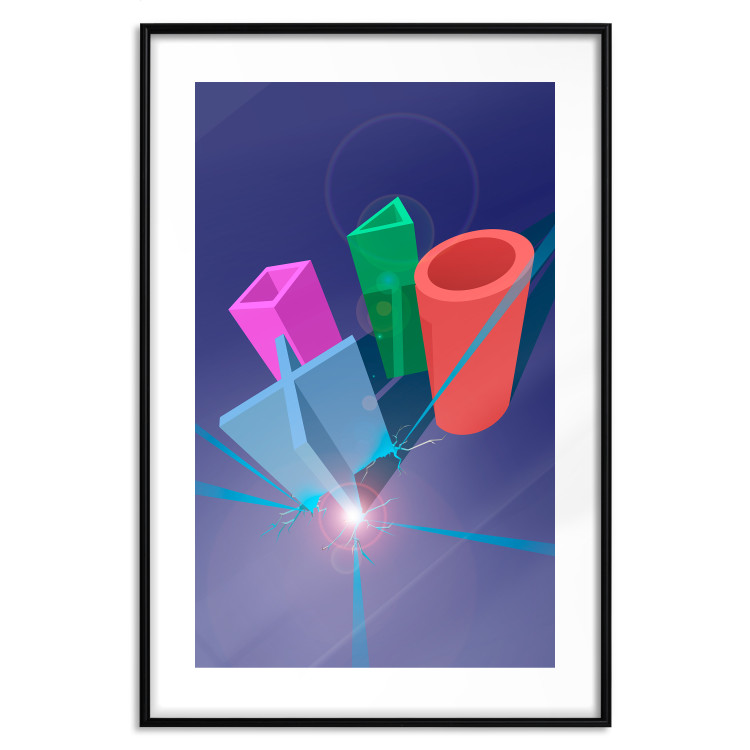 Poster Shall We Play? - colorful geometric figures from a console on a blue background 122652 additionalImage 15