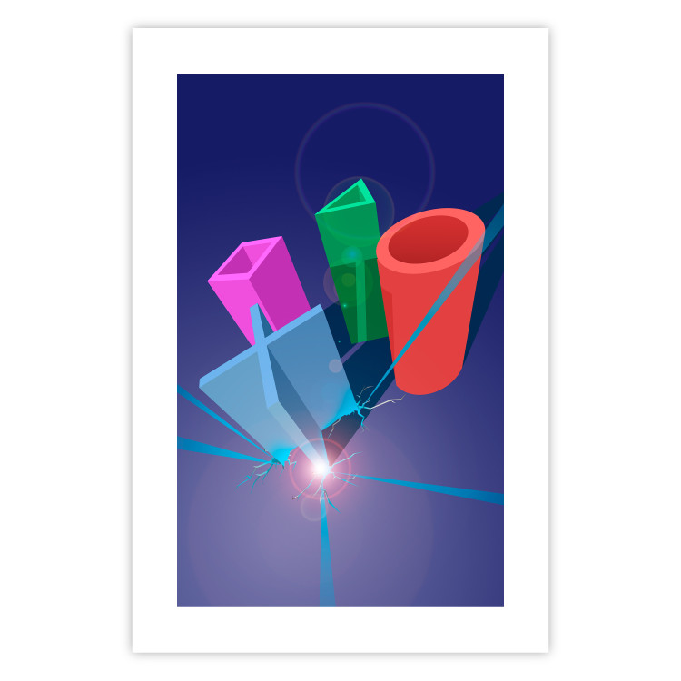 Poster Shall We Play? - colorful geometric figures from a console on a blue background 122652 additionalImage 19