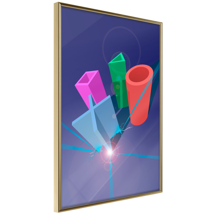Poster Shall We Play? - colorful geometric figures from a console on a blue background 122652 additionalImage 12
