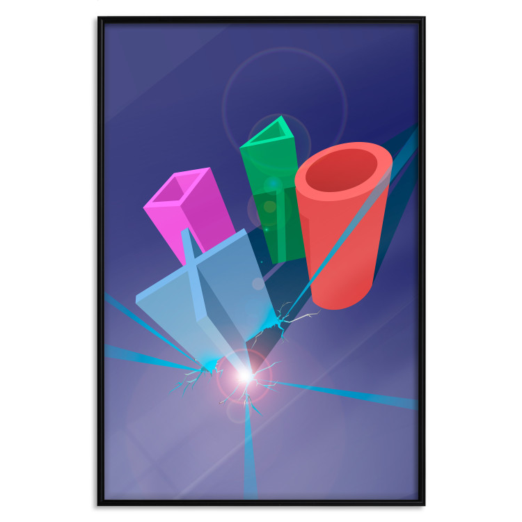 Poster Shall We Play? - colorful geometric figures from a console on a blue background 122652 additionalImage 18