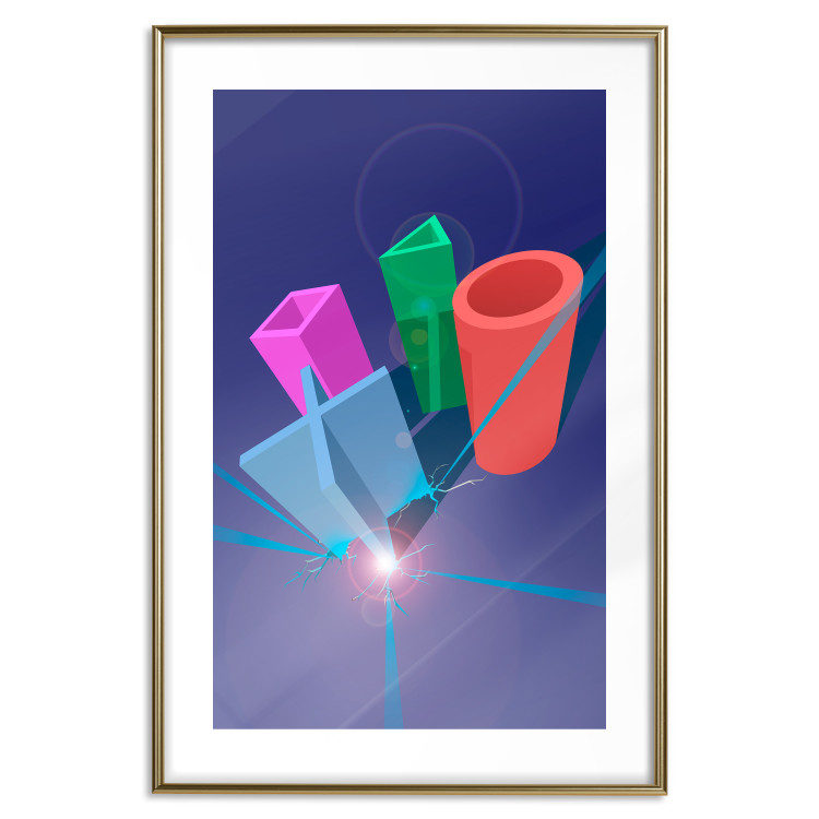 Poster Shall We Play? - colorful geometric figures from a console on a blue background 122652 additionalImage 14