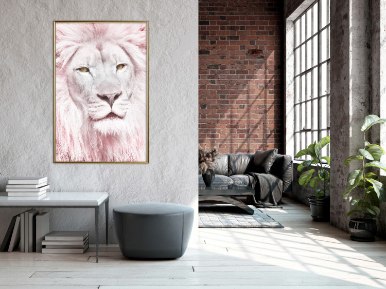 Wall Poster Beauty in Strength - reddened white lion portrait with yellow eyes 123052 additionalImage 11