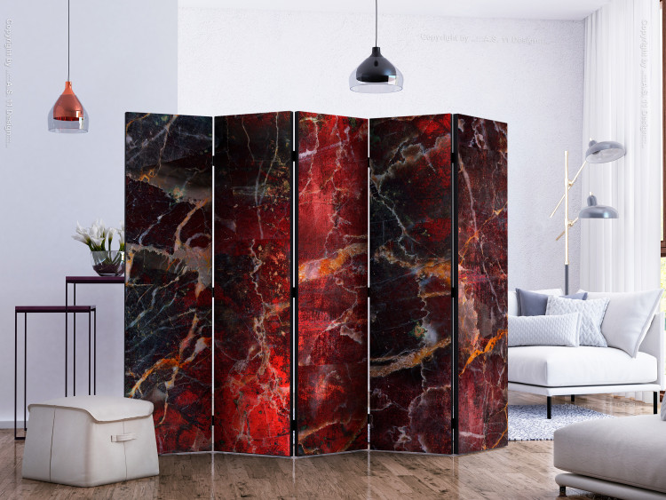 Room Divider Screen Path to Hell II - marble texture with abstract red pattern 123552 additionalImage 2