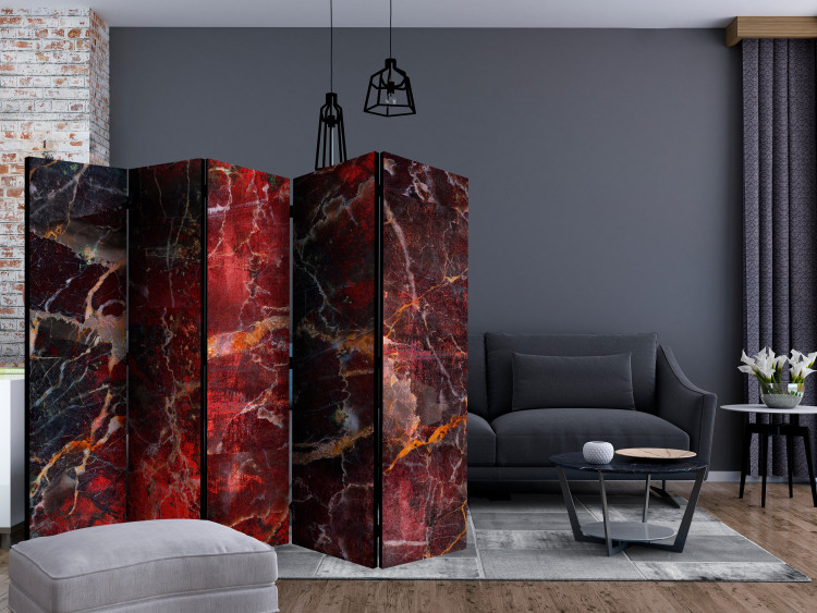 Room Divider Screen Path to Hell II - marble texture with abstract red pattern 123552 additionalImage 4